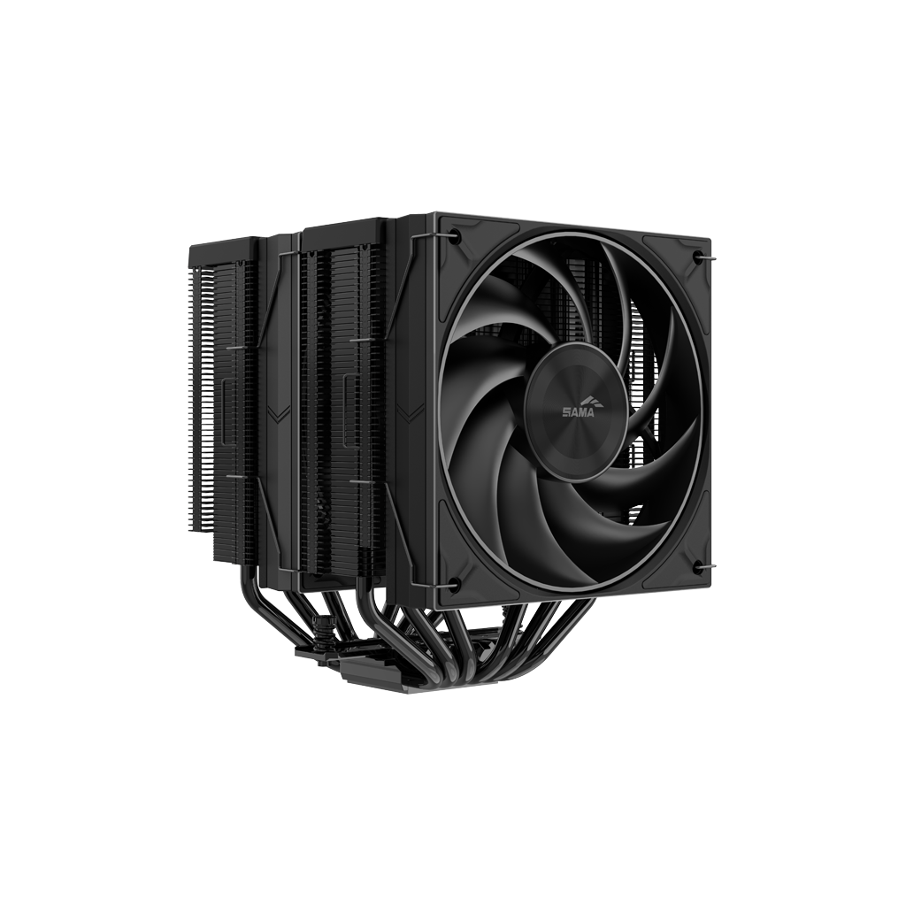 SAMA A60B, Black, 2x120mm MONO Fan, Kule Tipi Hava Soğutma, 6 adet Gelişmiş Siyah Kaplamalı Bakır Isı Borusu, CPU Fan (AMD ve INTEL Tüm işlemciler ile uyumlu)