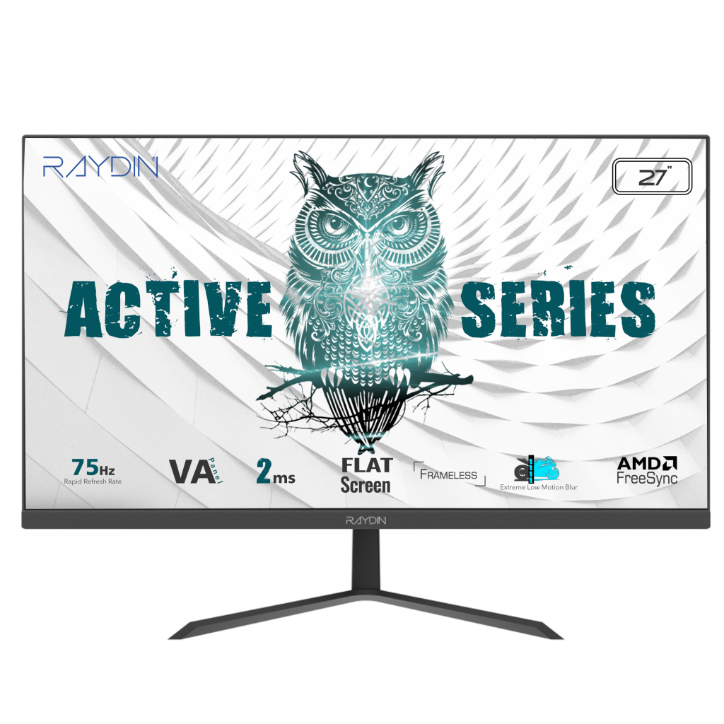 RAYDIN BREEZE, 27", 2ms, 75Hz, Full HD, 250 nits, D-Sub, HDMI, Frameless, VA LED Monitör (Siyah)