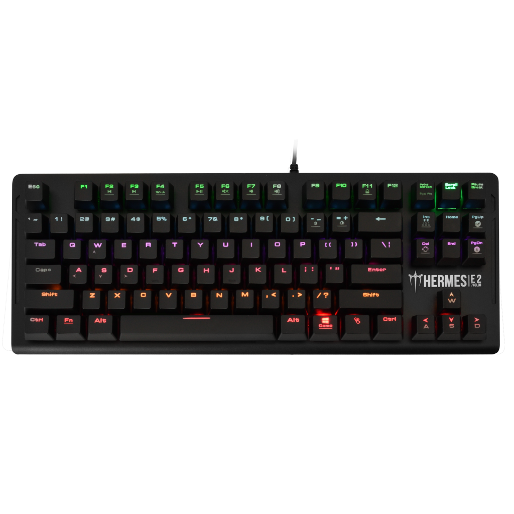 GAMDIAS HERMES-E2, USB Kablolu, İngilizce, Rainbow Backlight, Blue Mekanik Switch, Gaming Klavye