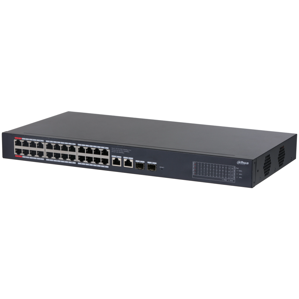 DAHUA CS4228-24GT-375, 24Port, Gigabit, PoE 375W, 2 Port Uplink, 2 Port SFP Gigabit Combo, Cloud Yönetilebilir, Switch