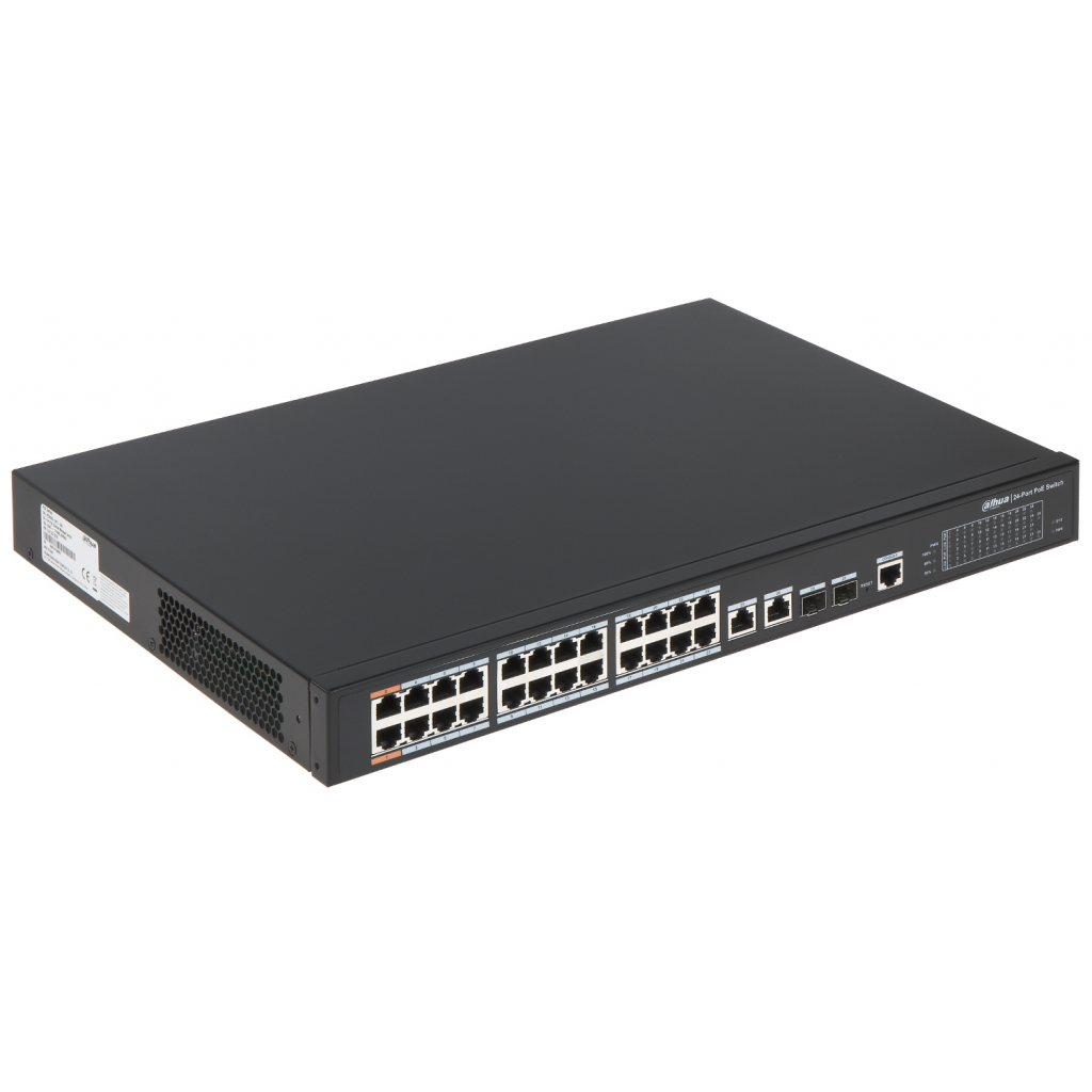 DAHUA PFS4226-24ET-360-V3, 24 Port, MegaBit, PoE 360W, 2 Port GigaBit Uplink, 2 Port GigaBit Combo SFP, Yönetilebilir, Rack Mount Switch