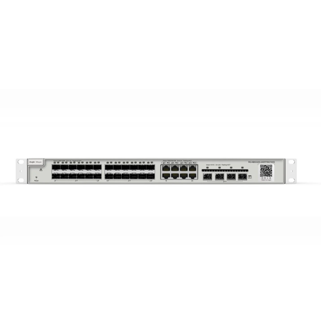 RUIJIE REYEE RG-NBS3200-24SFP/8GT4XS 24 Port, 24 Port 1G SFP, 8 Port Gigabit Combo, 4 Port 10G SFP, L2 Yönetilebilir Switch Metal Kasa