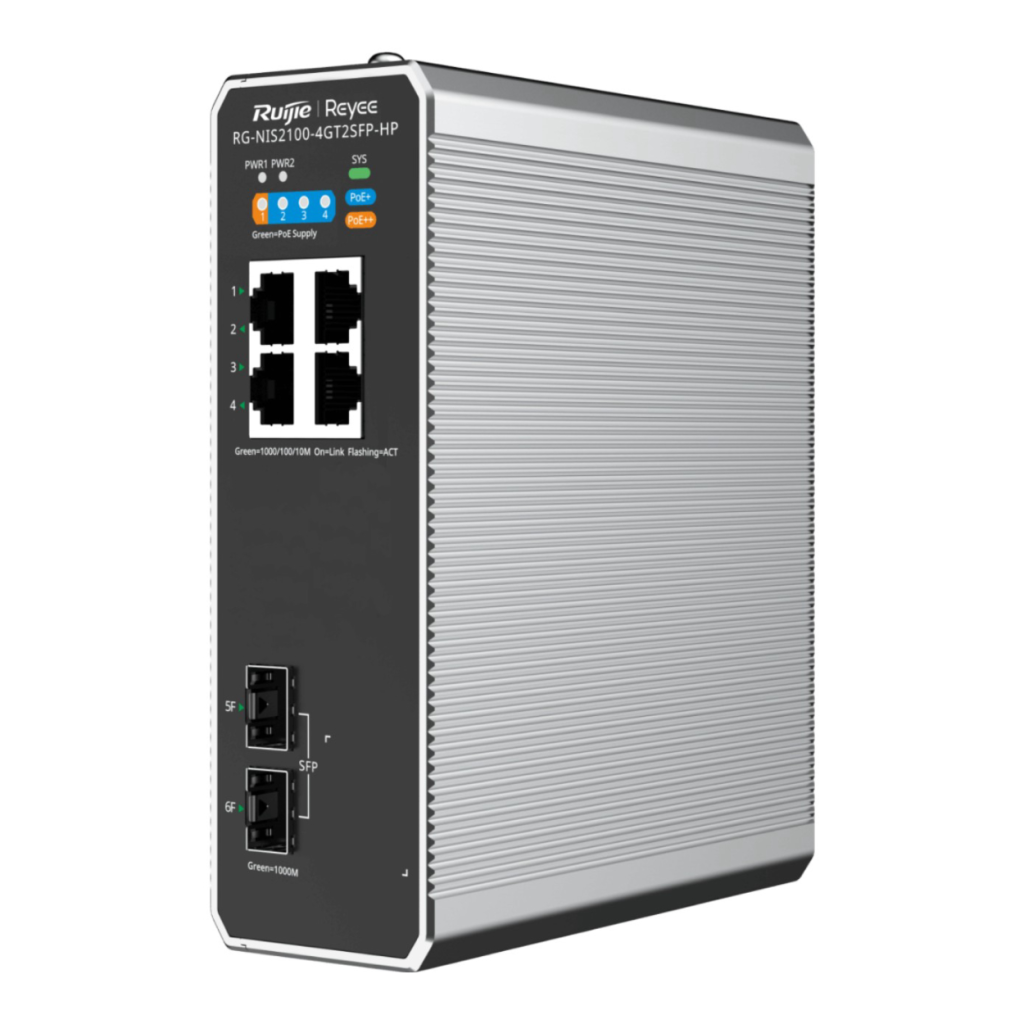 RUIJIE REYEE RG-NIS2100-4GT2SFP-HP 4 Port GigaBit PoE, 120W, 2Port SFP, Endüstriyel Switch