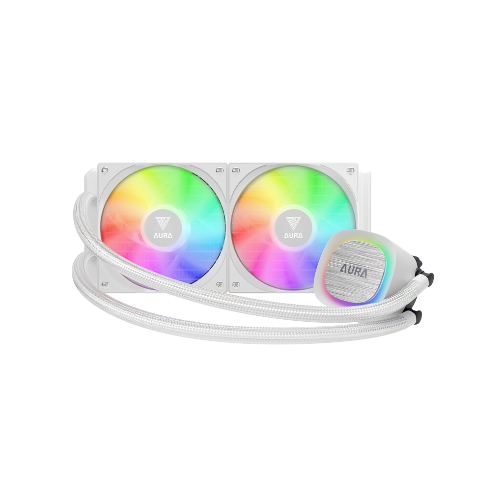 GAMDIAS AURA GL240 V2 WH, White Edition, 240mm, RGB, 2 Fanlı,CPU Sıvı Soğutma