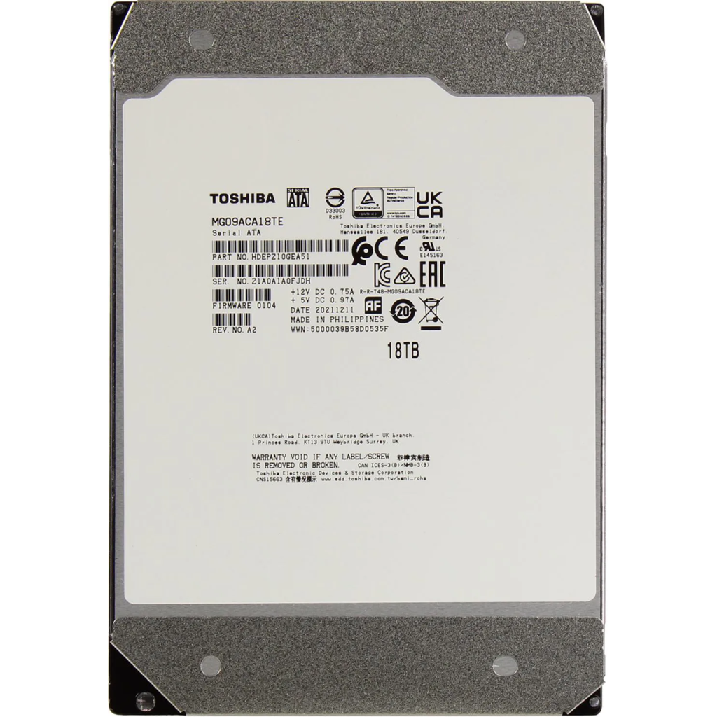 TOSHIBA ENTERPRISE, MG09ACA18TE, 3.5", 18TB, 512Mb 7200 Rpm, 7/24 Güvenlik, Data Center, Nas, Server, HDD (Türkiye Distribütörü Garantili)