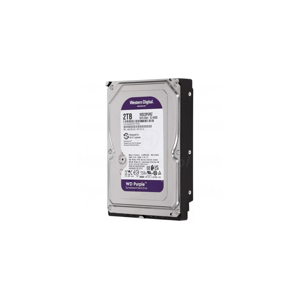 WD PURPLE, WD23PURZ, 3.5", 2TB, 256Mb, 5400 Rpm, 7/24 Güvenlik, HDD (Türkiye Distribütörü Garantili)
