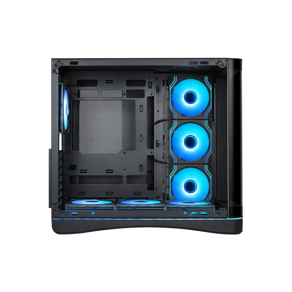 SAMA V62BK Black, B850BK 850W, 80+ Bronze, PCIE 5.1, ATX3.1, Tempered Glass Panel, Panoramic Tasarım, Type-C, 7x120mm ARGB INFINITY Fan, ATX, GAMING KASA