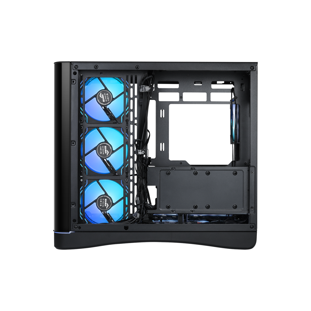 SAMA V62BK Black, B850BK 850W, 80+ Bronze, PCIE 5.1, ATX3.1, Tempered Glass Panel, Panoramic Tasarım, Type-C, 7x120mm ARGB INFINITY Fan, ATX, GAMING KASA