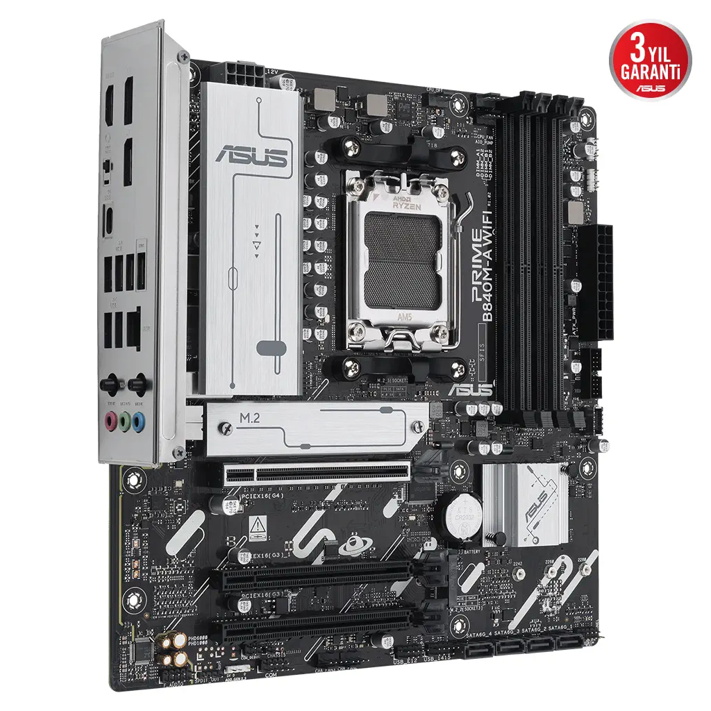 ASUS PRIME B840M-A WIFI, 4xDDR5, 3x M.2, HDMI, 2x DP, Type-C, WI-FI 6E, Bluetooth 5.3, AM5 Soket GAMING Anakart