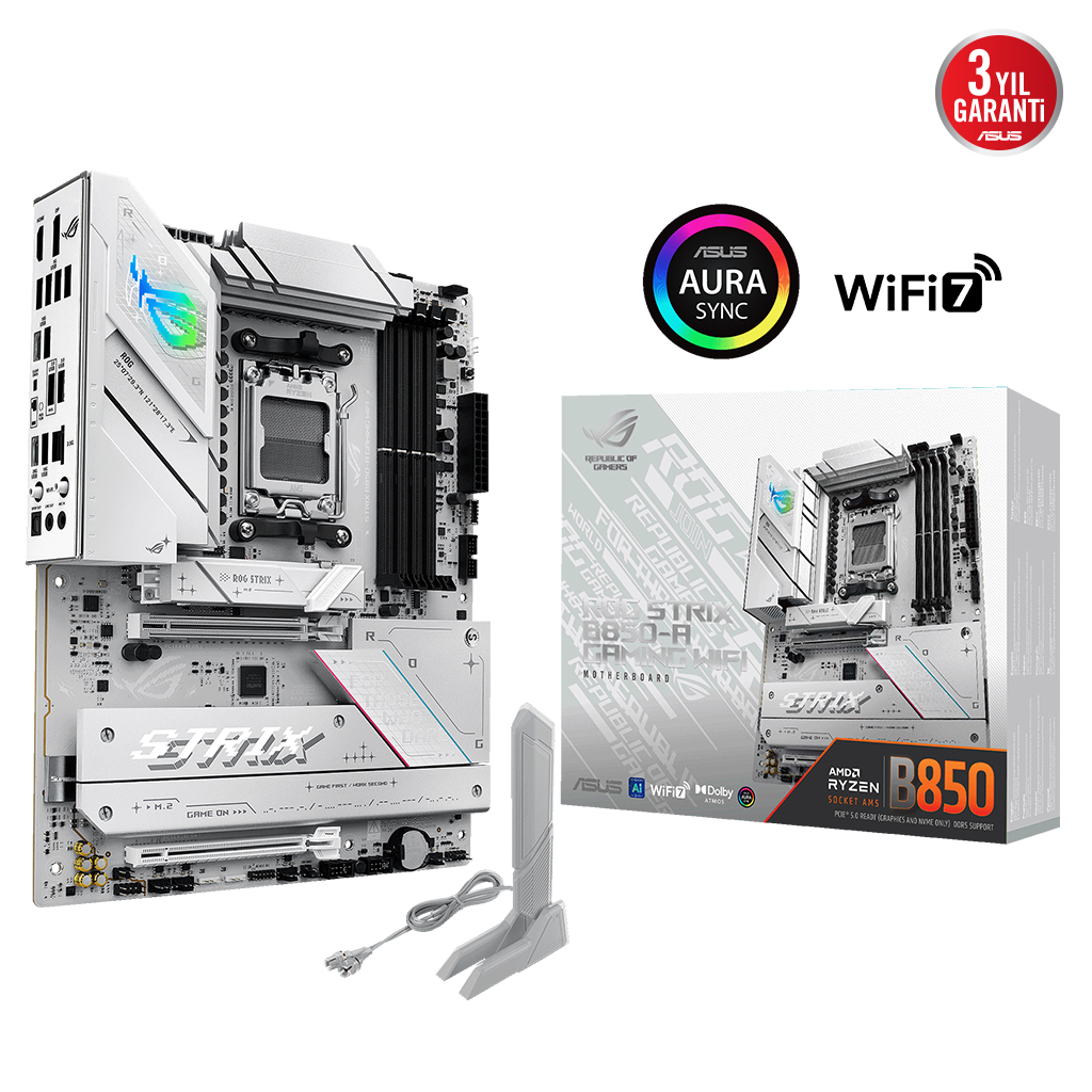 ASUS ROG STRIX B850-A GAMING WIFI7 NEO, 4xDDR5, 4xM.2, HDMI, DP, Type-C, PCIe 5.0, Wi-Fi 7, Bluetooth v5.4, AM5 Soket GAMING Anakart