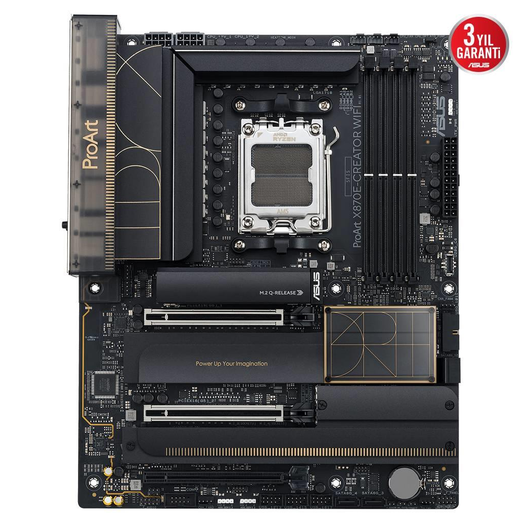 ASUS PROART X870E-CREATOR WIFI, 4xDDR5, 4xM.2, HDMI, DP, Type-C, PCIe 5.0, Wi-Fi 7, Bluetooth v5.4, AM5 Soket GAMING Anakart