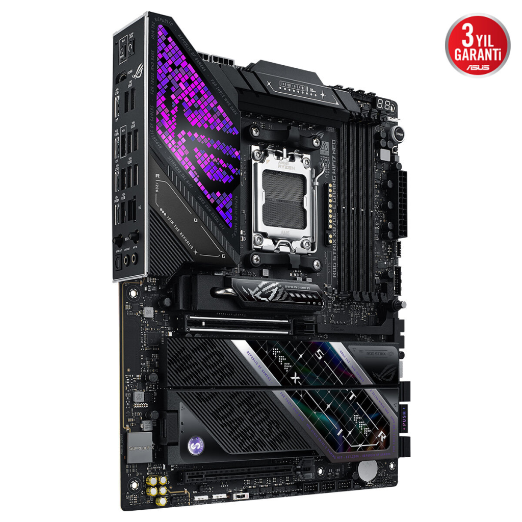 ASUS ROG STRIX X870E-E GAMING WIFI7 NEO, 4xDDR5, 5xM.2, HDMI, DP, Type-C, PCIe 5.0, 2xWi-Fi 7, Bluetooth v5.4, AM5 Soket GAMING Anakart