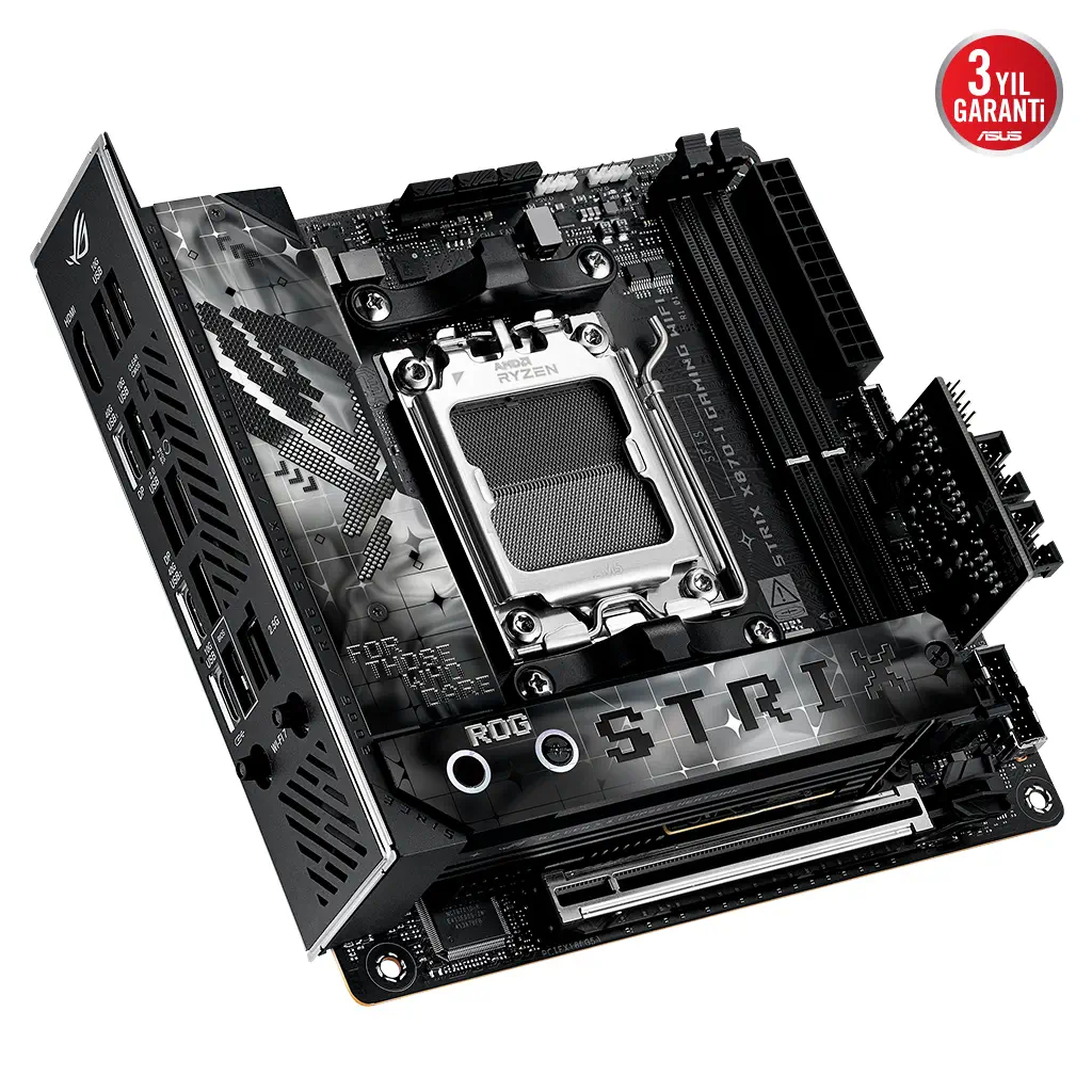 ASUS ROG STRIX X870-I GAMING WIFI, 2xDDR5, 2xM.2, HDMI, DP, Type-C, Wi-Fi 7, Bluetooth v5.4, Mini ITX, AM5 Soket GAMING Anakart