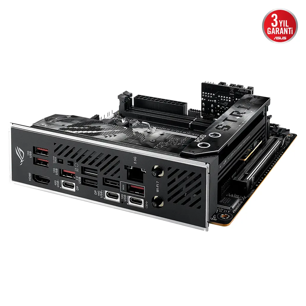 ASUS ROG STRIX X870-I GAMING WIFI, 2xDDR5, 2xM.2, HDMI, DP, Type-C, Wi-Fi 7, Bluetooth v5.4, Mini ITX, AM5 Soket GAMING Anakart