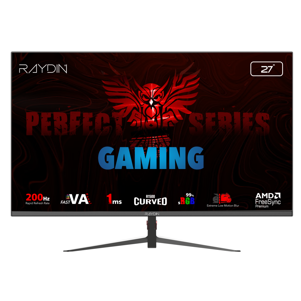 RAYDIN MM27RFA-200HZ, 27", 1ms, 200Hz, Full HD, 300 nits, 2xHDMI, DP, VA LED, R1500 Curved, Frameless, FreeSync Gaming Monitör