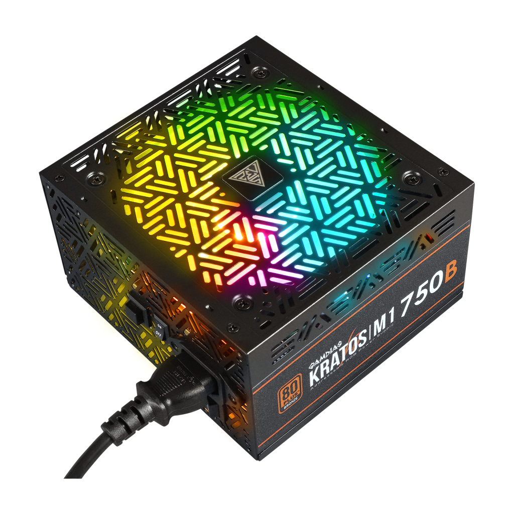 GAMDIAS KRATOS M1-750B, 750W, 80+ Bronze, Aktif PFC, RGB, GAMING, ATX, Power Supply (PSU)
