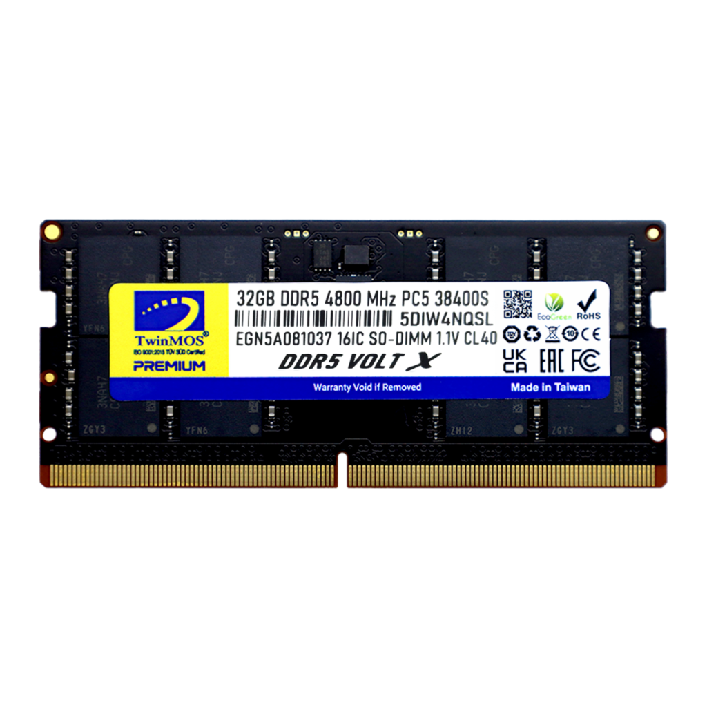 TwinMOS TMD532GB4800S40, 32GB, DDR5, 4800MHz, CL40, 1.1V Notebook Ram