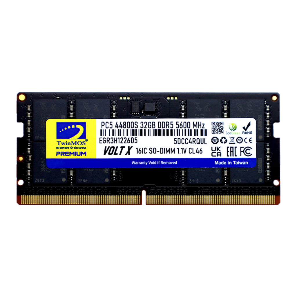 TwinMOS TMD532GB5600S46, 32GB, DDR5, 5600MHz, CL46, 1.1V Notebook Ram