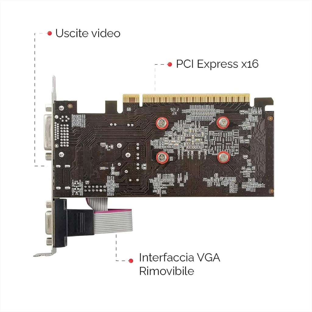 PELADN Nvidia GT 610, 2Gb, GDDR3, 64Bit, 1xD-Sub, 1xDVI, 1xHDMI Ekran Kartı