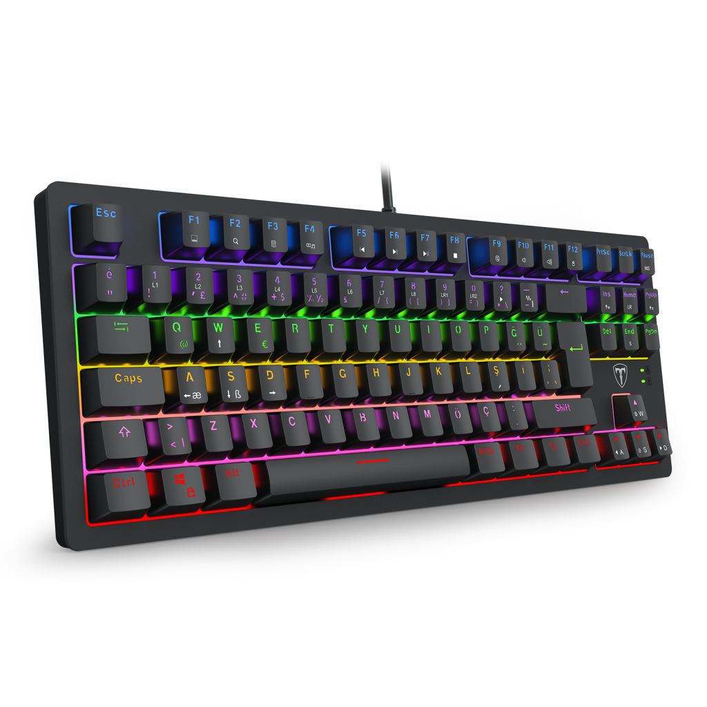 T-DAGGER BALI, T-TGK311-BL, USB Kablolu, Türkçe Q, Rainbow Backlight, Blue Mekanik Switch, 87 Tuşlu, Gaming Klavye