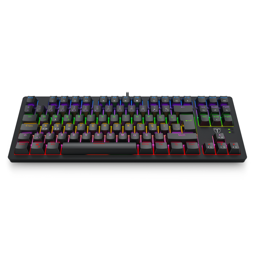 T-DAGGER BALI, T-TGK311-BL, USB Kablolu, Türkçe Q, Rainbow Backlight, Blue Mekanik Switch, 87 Tuşlu, Gaming Klavye