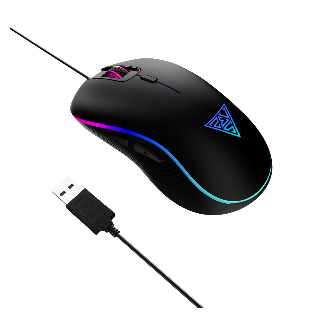 GAMDIAS AURA GS3, Çok Renkli Aydınlatma, USB Kablolu, 6 Programlanabilir Buton, Gaming Mouse, 3.600 DPI, Siyah