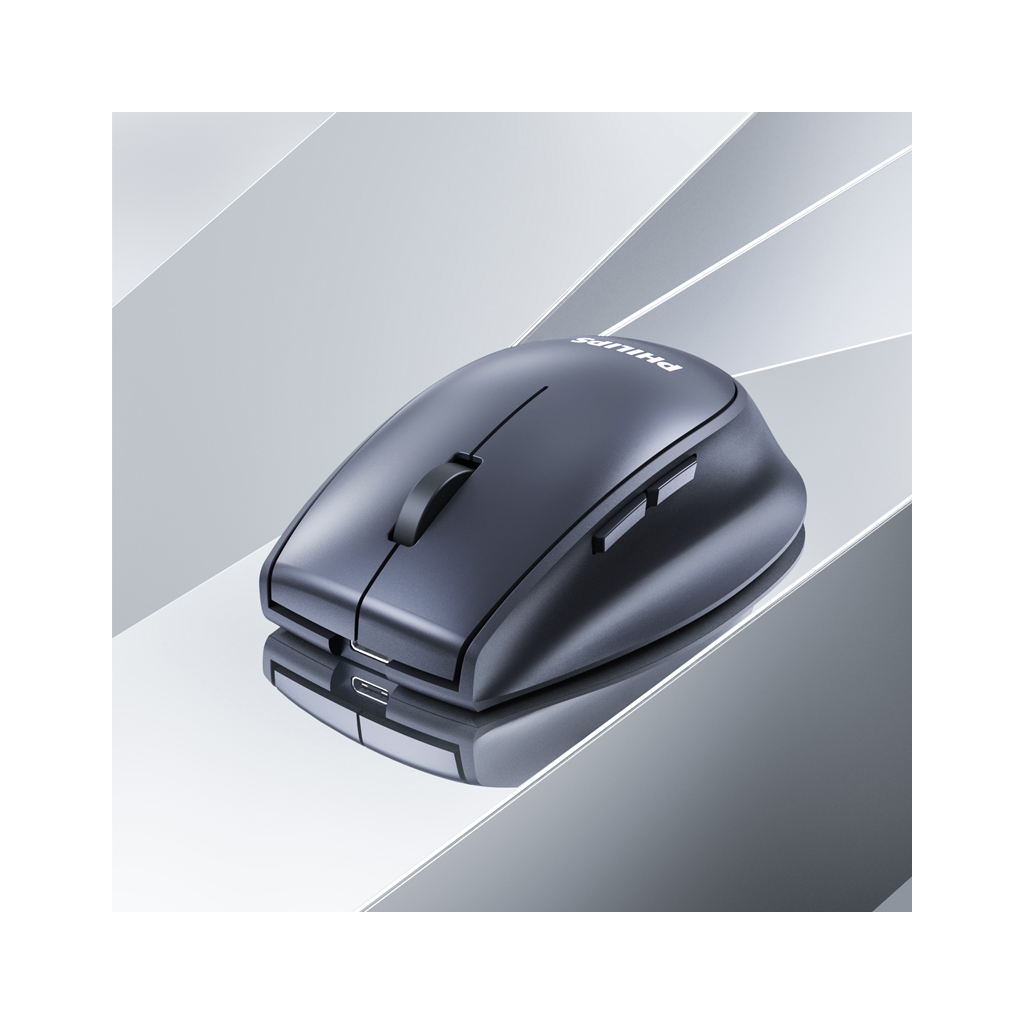 PHILIPS SPK7627K, Gri, USB Nano 2,4Gh ve Bluetooth Kablosuz, 1600dpi, Optic, 5 Tuşlu, Şarj Edilebilir, Sessiz Click, Mouse