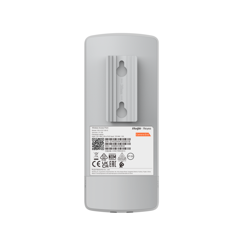 RUIJIE Reyee RG-EST100-E, 2Port, 300Mbps, 2.4Ghz, Pasif PoE, Dış Ortam, Noktadan Noktaya PTP, Acces Point, Kutu İçeriği 2 Adet, (500m)