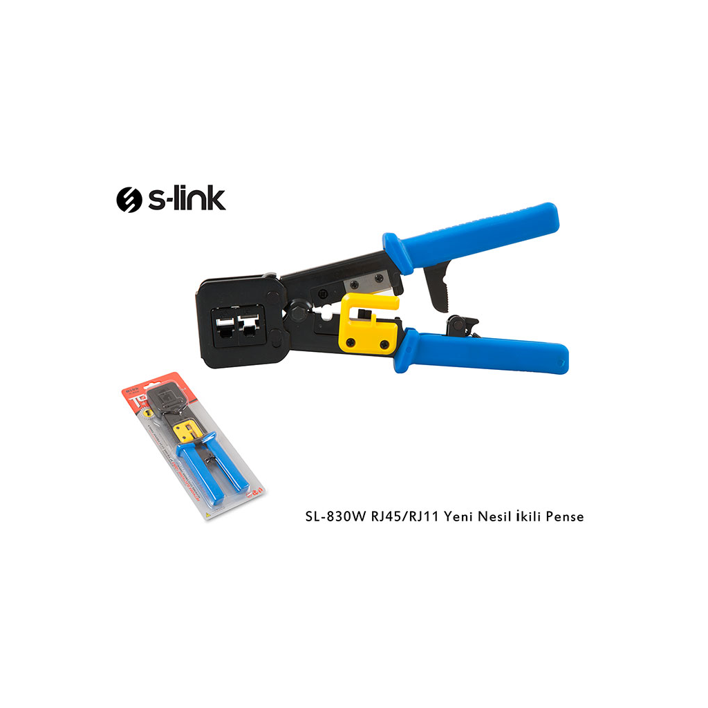 S-LINK SL-830W, RJ45/RJ11 ikili Pense, Yeni Nesil Kablo Ucu Konnektör Sıkma Pensesi