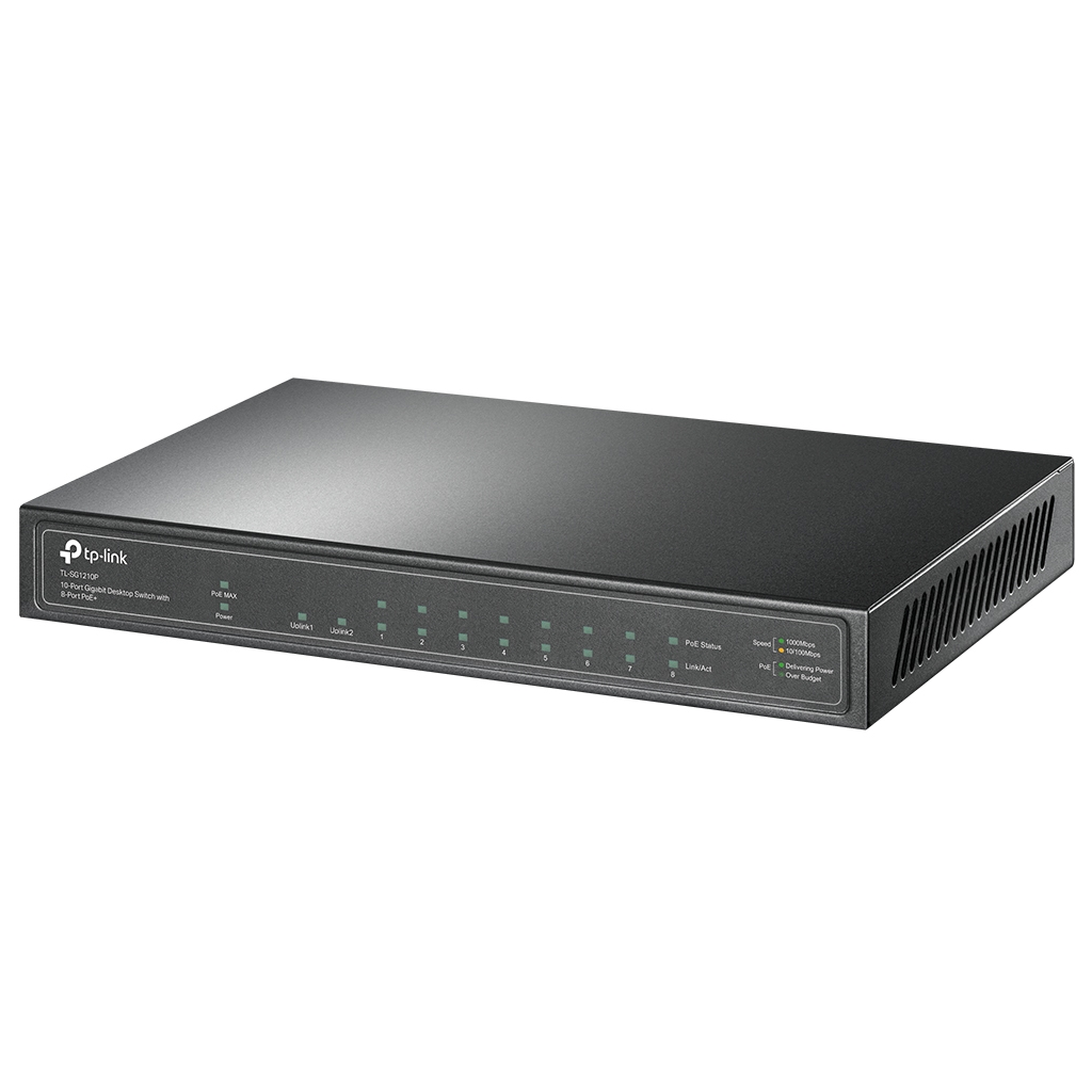 TP-LINK TL-SG1210P, 8 Port, Gigabit, PoE 63W, 1 Port SFP, Yönetilemez, Metal Kasa, Masaüstü Switch