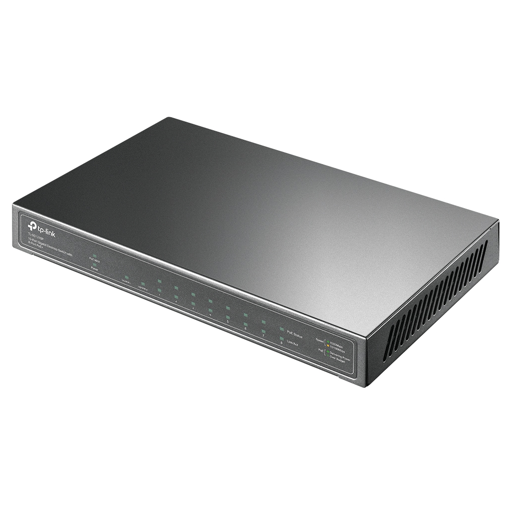 TP-LINK TL-SG1210P, 8 Port, Gigabit, PoE 63W, 1 Port SFP, Yönetilemez, Metal Kasa, Masaüstü Switch