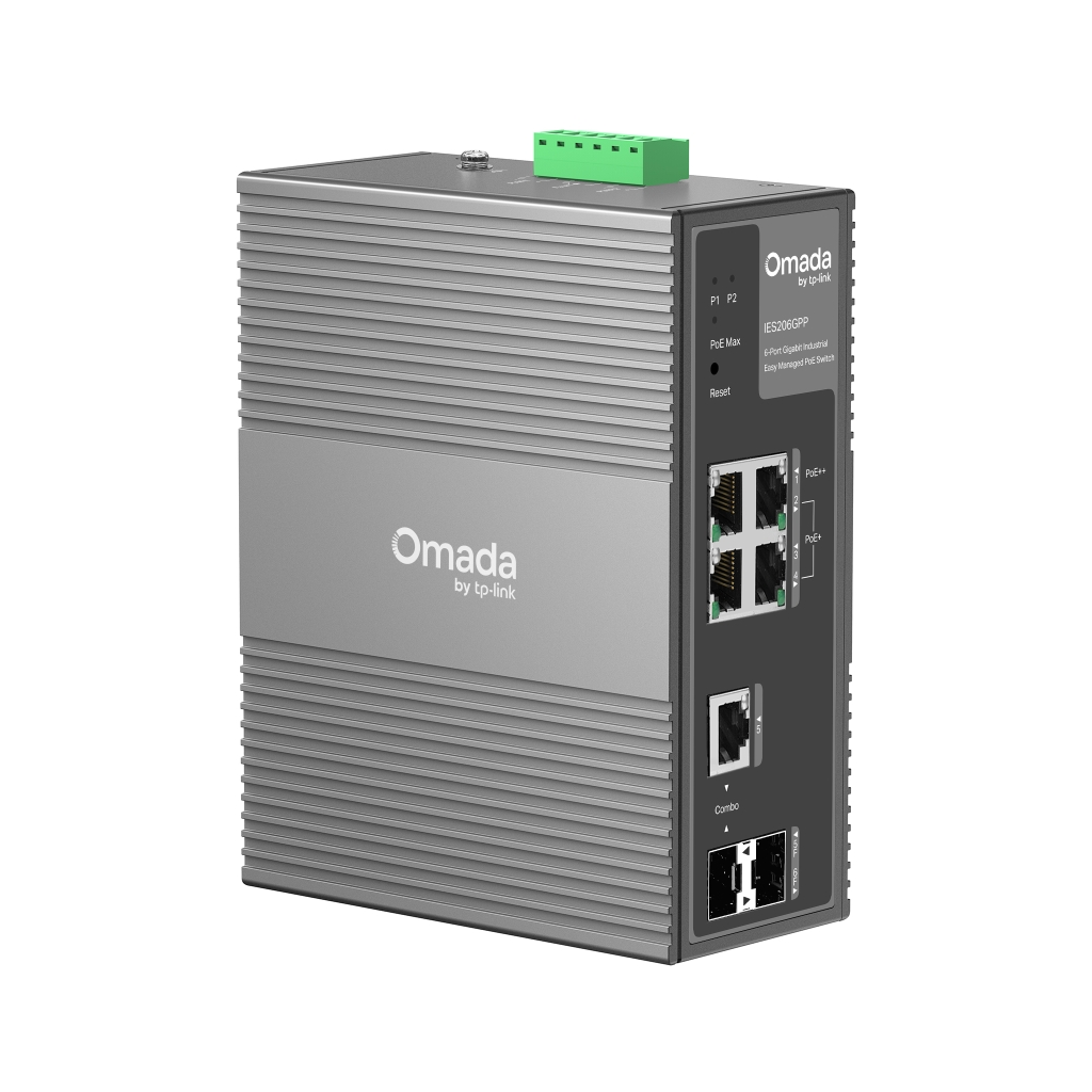 Omada IES206GPP Industrial, 6 Port Gigabit, 1Port Poe++, 3 Port Poe+, 1 Port Gigabit Combo SFP, 120W, Yönetilebilir, Endüstriyel Switch