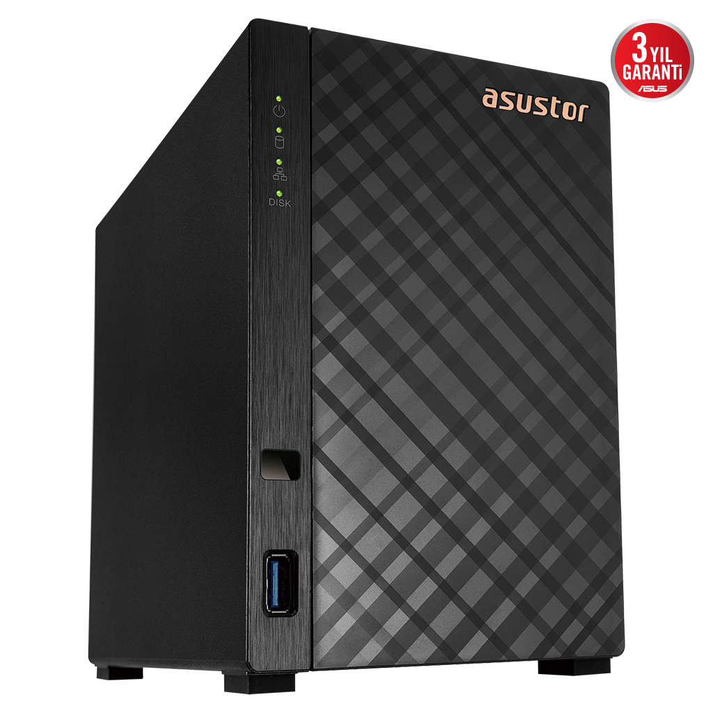 ASUSTOR AS1102TL, 1Gb DDR4 Ram, 2 Yuvalı (2x22TB Destek), 1x1GbE Network, USB 3.2, USB 2.0, Tower NAS (Yedekleme) Cihazı