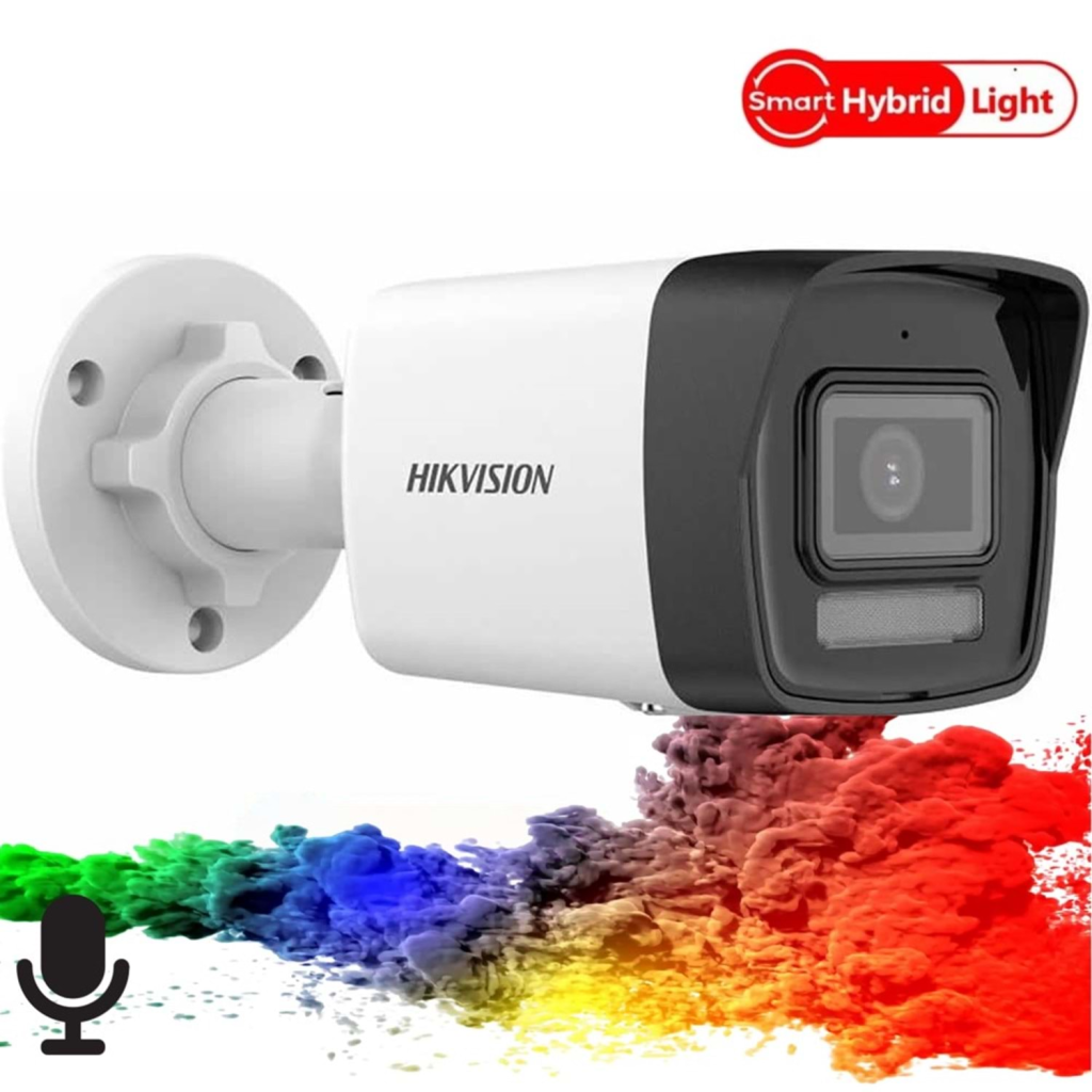 HIKVISION DS-2CD1043G2-LIUF 4Mpix, 2,8mm Lens, H265+, 30Mt Gece Görüşü, Hybrid Light, SD Kart,Dahili Mikrofon, PoE, Bullet IP Kamera