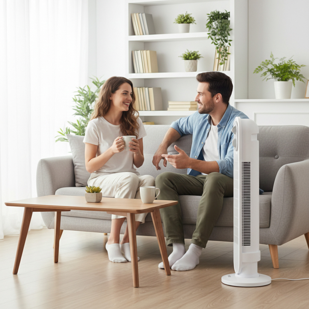 EVEREST FAN14, BEYAZ, 3 Kademeli Hız, Kule Tipi, 50W, Zamanlama Ayarlı, Sağ ve Sol Salınım, Vantilatör