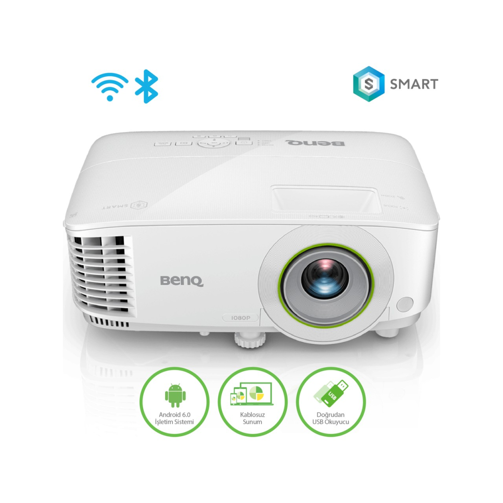 BENQ EW600, 3600 ANSI, 1280x800 WXGA, 1xHDMI, VGA, USB Okuyucu, DLP, Kablosuz Wireless, 15.000 Saat Lamba Ömrü, Android, SMART, Projeksiyon