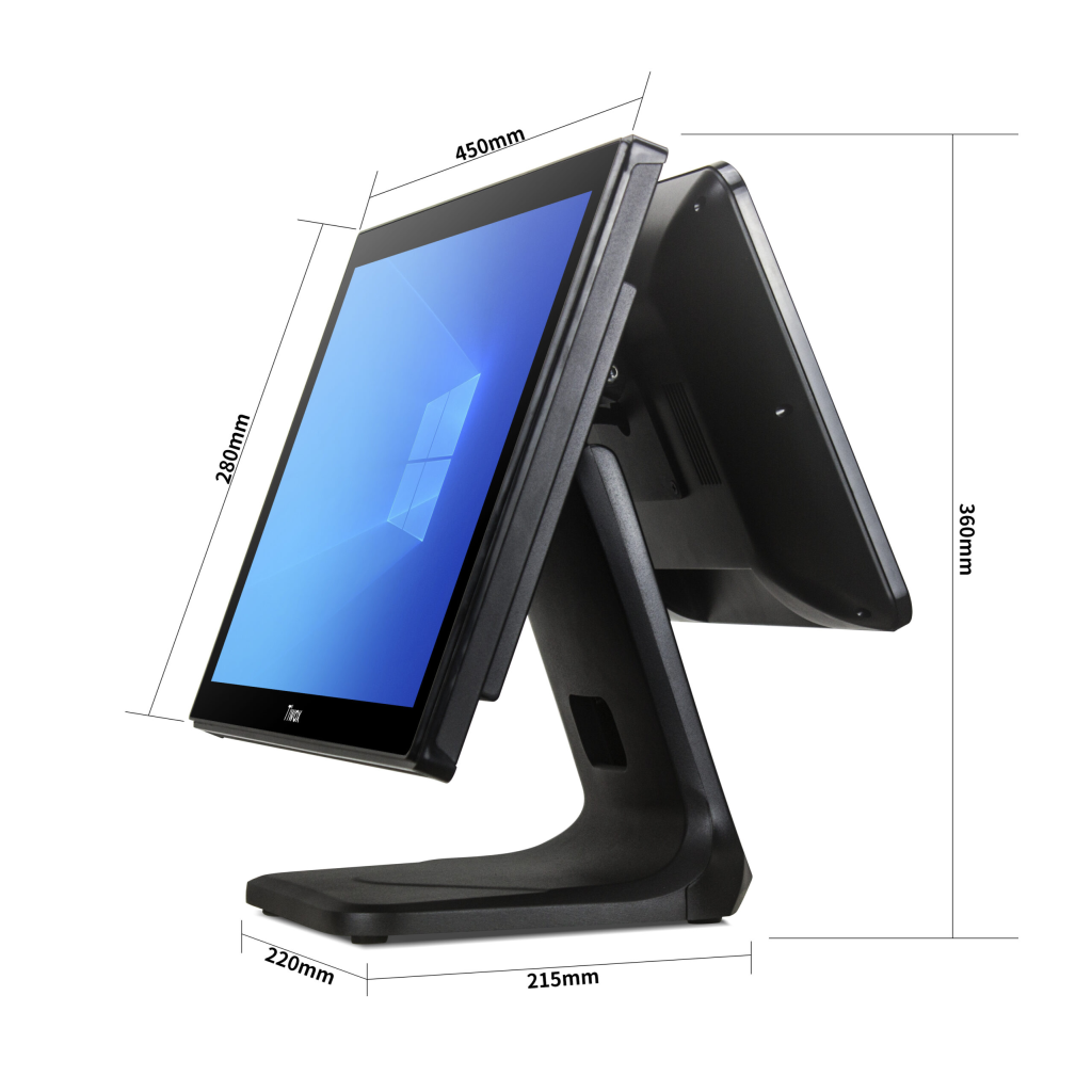 Tiwox TP-7610-D, Intel i7 10.Nesil, 18.5" Ekran, 8GB Ram, 128GB M.2 SSD, Endüstriyel, Dokunmatik Pos PC (çift ekran)