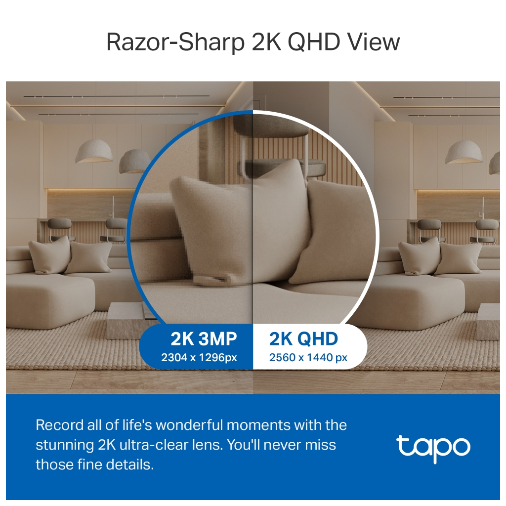 TP-LINK Tapo TC72 (C220), 2K QHD 4,0Mpix, İç Mekan WiFi, 9Mt. Gece Görüşü, 360 Dönüş, İki Yönlü Ses Güvenlik Yapay Zeka Destekli Kamera