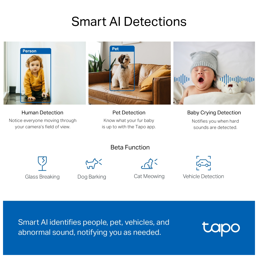 TP-LINK Tapo TC72 (C220), 2K QHD 4,0Mpix, İç Mekan WiFi, 9Mt. Gece Görüşü, 360 Dönüş, İki Yönlü Ses Güvenlik Yapay Zeka Destekli Kamera