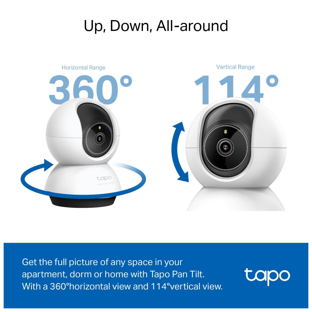 TP-LINK Tapo TC74 (C230), 3K, 5,0Mpix, İç Mekan, WiFi, 12Mt. Gece Görüşü, 360 Dönüş, İki Yönlü Ses Güvenlik Yapay Zeka Destekli Kamera