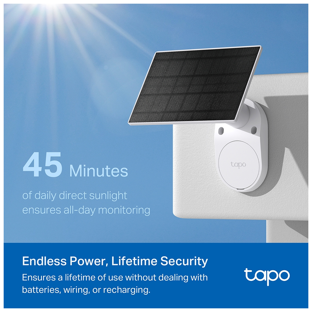 TP-LINK Tapo TC82 KIT (C410 KIT), 2K, 3,0Mpix, Dış Mekan, IP65, WiFi, 9Mt. Renkli Gece Görüşü, İki Yönlü Ses, Güneş Enerjili Güvenlik Kamerası Kiti